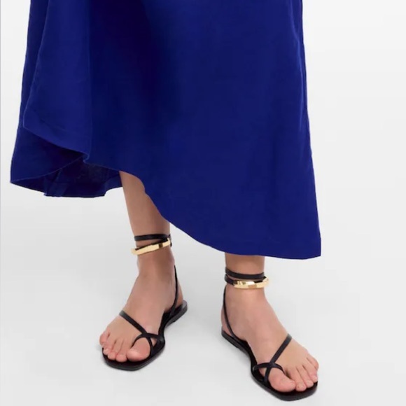 Madewell The Vira Bangle Ankle-Wrap Sandal in Leather in True Black Size 10.5 - Picture 4 of 12